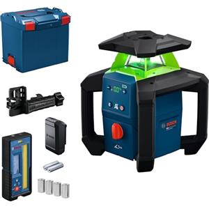 Bosch Professional Bosch PRO 18V System Livella Laser Rotante GRL18V‑4‑34CVG (laser verde, regolazione pendenza ±15%, IP66, doppia alimentazione, incl. ricevitore LR45 e L‑BOXX 374)