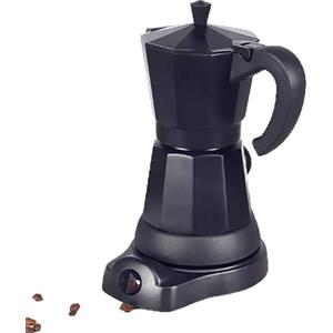 InSyoForeverEC Caffettiera elettrica da 300 ml, per 6 tazze, con fondo separato, piccola macchina per caffè espresso in alluminio, colore nero