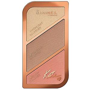 Rimmel London Sculpting Palette, Set Completo Contouring Viso: Illuminante, Terra e Blush, Coral Glow