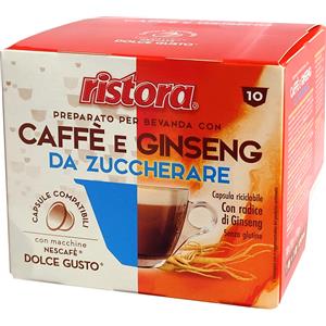Ristora Capsule Compatibili Dolce Gusto Caffè Ginseng da Zuccherare - Confezione da 10 pz, 110g
