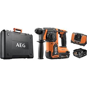 AEG BBH18BL2-502C Tassellatore SDS-Plus Brushless 18V, 2 batterie da 5.0ah, Forare Fino a 26mm, Energia di Impatto Pari a 2.5 J, Con Doppio Sistema Anti-Vibrazione, per Forare e Scalpellare
