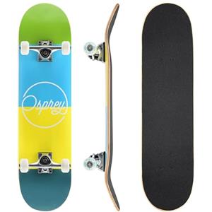 Osprey Skateboard completo per tricks double kick Osprey, principianti deck acero 31 x 8