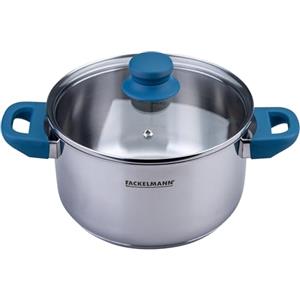 FACKELMANN Pentola Essential Ø 20 cm in acciaio inox, impugnatura ergonomica soft touch, design moderno, adatta a tutti i piani cottura