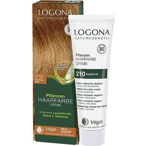 LOGONA Naturkosmetik Colore per capelli vegetali crema 210 rosso rame, colore naturale con henné, crema colorante vegana per una colorazione duratura, colorazione delicata per capelli lucidi, 150 ml