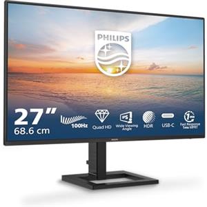 Philips 27E1N1600AM - Monitor Quad HD da 27 pollici, altoparlanti, altezza regolabile (2560x1440, 100Hz, HDMI 1.4, USB-C (65W PD), Hub USB) nero