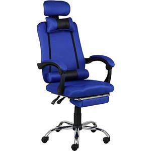 Totò Piccinni Sedia Ufficio BETA Gaming Ergonomica Reclinabile Girevole con cuscini e poggiapiedi con rotelle e poggiatesta (Beta Blu)
