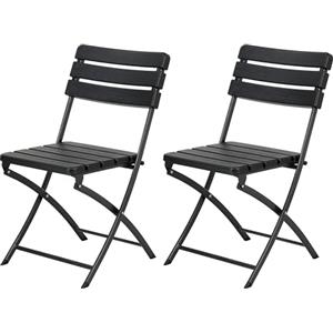 Totò Piccinni Sedia PANAMA da Giardino Pieghevole struttura in metallo effetto legno per PIC-Nic campeggio casa giardino (2 Pezzi, Nero)