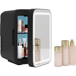 YU YUSING Frigorifero Piccolo da 4L con Specchio LED, Frigo Portatile 12 V/220 V Cosmetico con Raffreddamento/Riscaldamento, Mini Frigo da Camera da Letto, Ufficio, Auto, Campeggio, Nero