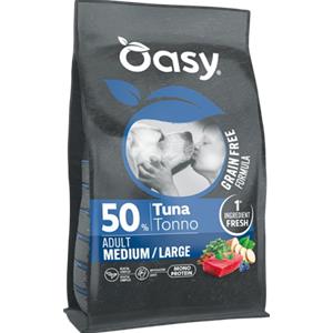 Oasy Grain Free Adult Medium Large al Tonno - Alimento Completo per Cani Adulti di Taglia Media e Grande, 10 Kg
