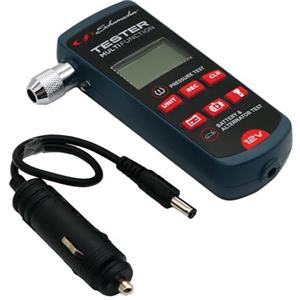 Schumacher Electric XP200 - Tester 3in1 12V Batteria, Alternatore, Pressione Gomme - Compatto, Portatile, Presa Auto - Torcia LED Integrata