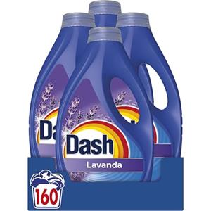 Dash Detersivo Liquido Lavatrice, 160 Lavaggi (4x40), Lavanda, Rimuove Le Macchie e Igienizza, Dona Freschezza, Brillantezza Per I Capi, Efficace Anche A Freddo E In Cicli Brevi