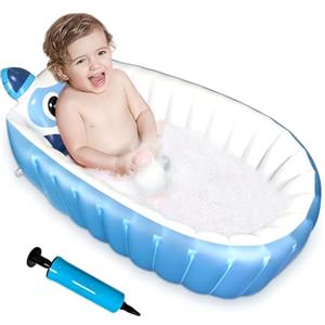 Boczif Vaschetta Bagnetto Neonato, Bagnetto Neonato, Piscina Gonfiabile Bambini, Vasca da Bagno Pieghevole,Vaschetta Bagnetto Bambini 1-3 anni 90 x 55 x 30 cm (Blu)