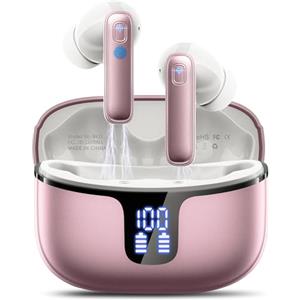 Ordtop Cuffie Bluetooth, 2026 Auricolari Bluetooth 5.3 con 4 HD ENC Cancellazione Rumore Mics, 40 Ore HiFi Stereo Cuffiette Bluetooth con LED Display, IP7 Impermeabili Cuffie Wireless per Android/iOS