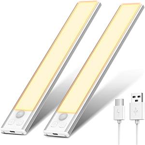 OUILA Luce Armadio LED, Armadio Led con Sensore di Movimento, 20.5CM Magnetica Ricaricabile Luce Sottopensile Dimmerabile Lampada per Cucina Scale Soggiorno Bagno Camere da Letto
