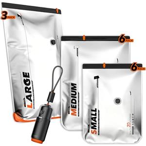 Vacbird 15 Sacchetti Sottovuoto Vestiti Con Pompa a Vuoto Ricaricabile con USB, 6 x 40x54cm, 6 x 47x64cm, 3 x 54x74x12cm, Buste Sottovuoto Vestiti Salvaspazio, Ideali per Viaggi e Organizzare Bagagli
