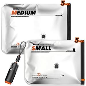 Vacbird 10 Sacchetti Sottovuoto Vestiti Con Pompa a Vuoto Ricaricabile con USB, 5 x 40x54cm, 5 x 47x64cm, Buste Sottovuoto Vestiti Salvaspazio, Ideali per Viaggi e Organizzare Bagagli