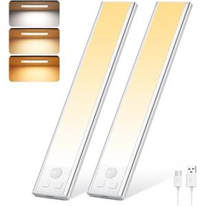 Ylatoial Luce Armadio LED con Sensore, 3 Temperature di Colore Dimmerabile Led con Sensore di Movimento, USB Ricaricabile Magnetica Lampada, Luce Led Sottopensile per Cucina Garage Scale Bagno Corridoio