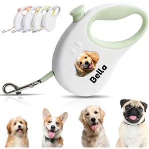 Generico Guinzaglio Per Cani Allungabile Personalizzato Con Manico, Guinzaglio Allungabile 3M Personalizzati Con Foto E Nome, Lunghina Per Cani Di Taglia Piccola E Media Fino A 15 Kg (Verde)