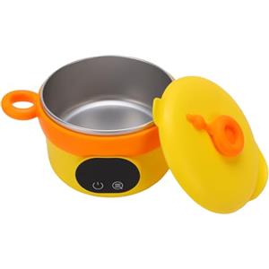 Kelawoly Scaldavivande Elettrico Ciotola Scaldavivande Ricaricabile in Acciaio Inossidabile da 470 Ml Isolato Senza Fili con Batteria da 3600 MAh per Pasti per Bambini (giallo arancio)