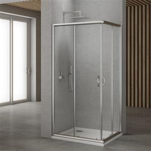 Ogomondo Box Doccia Corner Due Ante Cristallo Temprato Trasparente Misure : 72-75x72-75xh190 cm