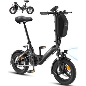 Bodywel T16PRO Bicicletta elettrica pieghevole, 14" E-bike portatile, City EBike con display a LED e pedalata assistita, bicicletta elettrica con batteria da 36V/7.8Ah, freni a doppio disco