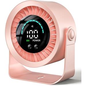 DDKJ Ventilatore da Tavolo Silenzioso, 5 Velocità Fisse e Regolazione Continua 1-100, Display LED con Indicatore Batteria 4000mAh, Autonomia 17 Ore, Ricaricabile USB-C, Ideale per Ufficio e Camera da Letto