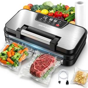 AIRMSEN 95 kPa Macchina sottovuoto con funzione di gonfiaggio, modalità Secco/Umido, doppia sigillatura 30 cm, taglierina integrata, rotolo e vassoio rimovibile