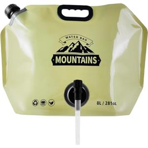 Generic 8L Sacco d'Acqua Pieghevole - Riutilizzabile Alimentare Chiara d'Acqua con Rubinetto - Antipiega Portatile Contenitore di Immagazzinaggio per Campeggio Escursionismo Ciclismo Sport Esterno