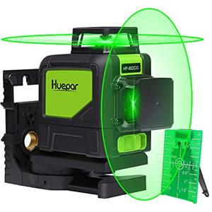 Huepar 902CG Livella Laser 2X 360 Verde 40m 8 Linee, Modalità Impulso, Livella Laser Autolivellante a Croce, Orizzontale/Verticale a 360 Gradi, Funzione di Inclinazione, con Supporto Base Magnetico