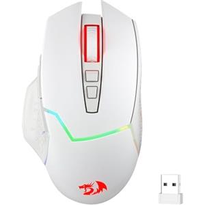 Redragon M690 PRO - Mouse da gioco senza fili, 8000 DPI con pulsante di accensione rapido, 8 tasti macro, design ergonomico per PC/Mac/laptop, colore: Bianco