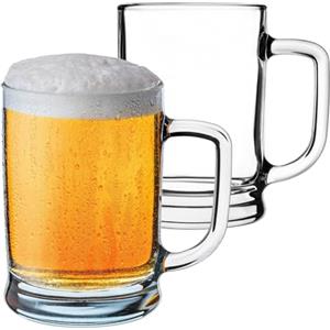 KADAX Boccale da birra da 0,5 litri, set da 2 bicchieri da birra con manico, grande boccale da birra in vetro a pareti spesse, design classico, brocca in vetro per birra