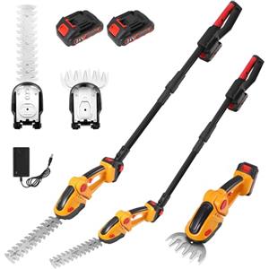 Strixorn Tagliasiepi Elettrico 2-in-1 con Asta Telescopica Estendibile (2,5m), 2 Lame Professionali, Doppia Batteria 1500mAh e Caricabatterie - Ideale per Potatura di Arbusti, Giardini e Aiuole