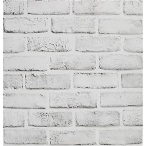 JOLIHOME Bianco-Grigio Effetto Mattone Carta da Parati Autoadesivo Adesivo Murale 44x500cm Vintage Staccare e Attaccare Rimovibile Carta a Contatto per Camera da Letto Bagno Cucina Camino