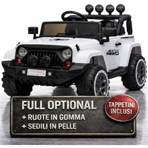 TOYSCAR Macchina Elettrica Per Bambini Fuoristrada Adventure Full Optional TAPPETINI e RUOTE IN GOMMA Auto Elettrica Per Bambini Telecomandata Sedile In Pelle Porte Apribili Doppio Motore12V
