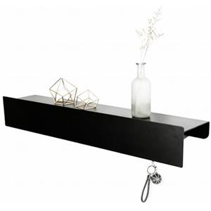 Mocrop Portachiavi con ripiano, stile minimalista, appendiabiti da parete, colore nero, moderno, ganci nascosti, in metallo, per mobili da corridoio, per dormire, cucina, 8 ganci