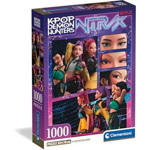 Clementoni Puzzle 1000 Pezzi per Adulti e Ragazzi, Illustrazione con Tema K-pop Demon Hunters, Idea Regalo, Made in Italy, 70x50 cm, Poster Incluso, 37125