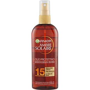 Garnier Ambre Solaire Olio Protettivo Spray, IP 15, Per un'abbronzatura dorata e uniforme, 150 ml