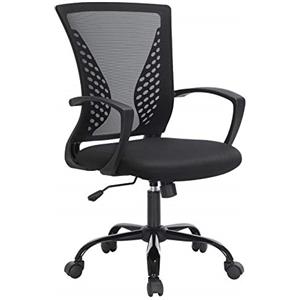 Songmics OBN22BK - Sedia da Ufficio, in Rete, Girevole, Regolabile in Altezza, Funzione di Inclinazione Libera, Seduta e Schienale in Rete Respirante, Max Portata di 120 kg, Nero