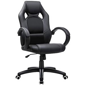 SONGMICS Sedia da Ufficio Girevole, Altezza Regolabile, Poltrona da Gaming, Sedia da Computer, con Meccanismo di Inclinazione, Nero OBG56B