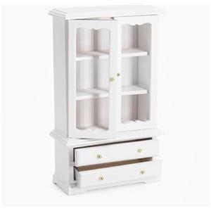 Odoria Casa delle Bambole Vetrina Miniatura: 1/12 Scala Armadietto Libreria Bianco per Ufficio Soggiorno Salotto Vintage Vittoriano - Mini Armadio Cucina Sala da Pranzo Antico Mobile Legno