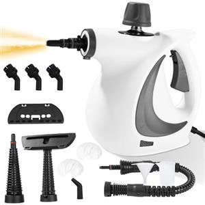 Zaxiva Pulitore a Vapore Portatile, 1050 W Pulitore a Vapore Casa con 12 Accessori, Pressione 3,5 bar Steam Cleaner, Pistola a Vapore Multifunzione per Tappeto, Divani, Cucina, Bagno, Auto, Pavimenti