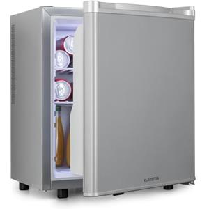Klarstein Happy Hour Mini Frigo, Frigo Portatile da Camera, Frigorifero Piccolo Silenzioso da Ufficio, Mini Frigo Bar con Illuminazione Interna e Ripiani Rimovibili, Frigo Bar da Campeggio 6-18°C, 45L