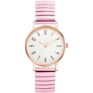 OIDEA Orologio da polso elastico da donna: orologio con cinturino elastico in acciaio inossidabile numeri grandi e facile da leggere quadrante bianco - per uso quotidiano, Rosa, Bracciale