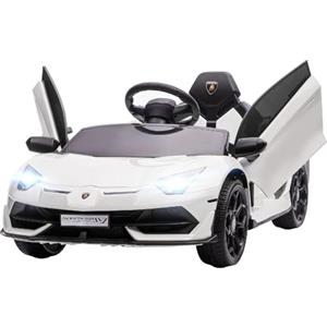 DecHome - Macchina Elettrica per Bambini Lamborghini Aventador 12V con Clacson 3+ Anni colore Bianco