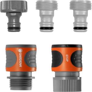 Gardena (18270-81) Raccordi per Tubi Flessibili a connessione Rapida, 5 Pezzi, Kit per Tubo da Giardino da 1,6 cm o 1,27 cm, collega Rapidamente Tubi da Giardino, irrigatori, ugelli Spray e Accessori
