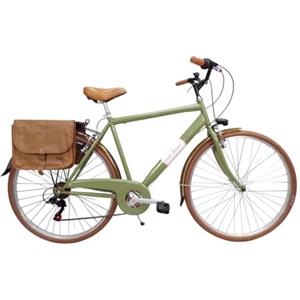 Cicli Tessari - bicicletta uomo bici da passeggio city bike 28'' vintage con borse laterali cambio 6 velocita'. (verde, 50(mt.1,65/1,75))