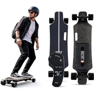 aigahealzhou Longboard Skate Skateboard Elettrico con Display LCD, Dual Drive, Deck 83×21 cm, 4 Modalità di Guida, Frenata Regolabile, Ruote PU per Campus, Strade Lisce, Parchi e Tempo Libero Quotidiano A30km