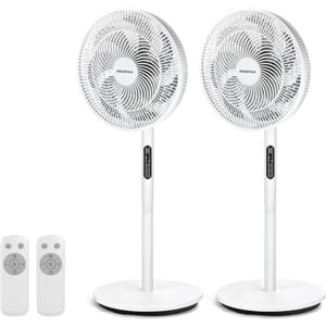 Aigostar Ventilatore a Piantana Silenzioso con Motore DC, 30dB, 9 Velocità e 3 Altezze Regolabili, Telecomando, Timer 9H, 7 Pale Aerodinamiche, Ideale per Camera da Letto e Ufficio, 30W, Bianco, 2 pz