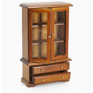 Odoria Casa delle Bambole Vetrina Miniatura: 1/12 Scala Armadietto Libreria Marrone per Ufficio Soggiorno Salotto Vintage Vittoriano - Mini Armadio Cucina Sala da Pranzo Antico Mobile Legno