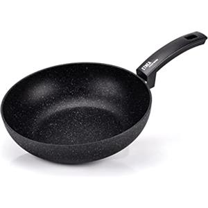MONETA Wok Antiaderente 28 cm Etnea Evolution, Wok Induzione in Alluminio Forgiato, Padella Wok con Rivestimento Effetto Pietra Artech Stone Ultra - Made in Italy